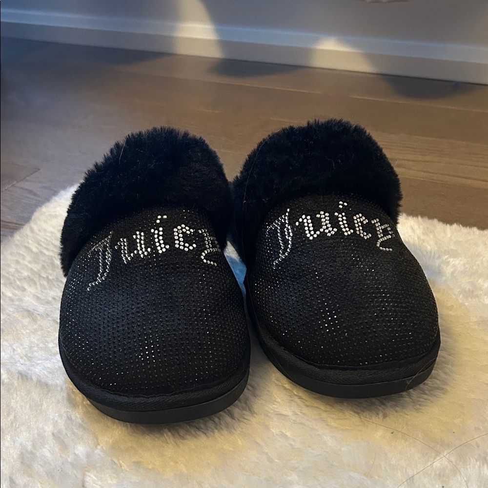 Juicy Couture Black Bling Slippers